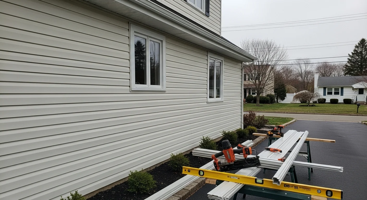 New siding installation on residential home exterior