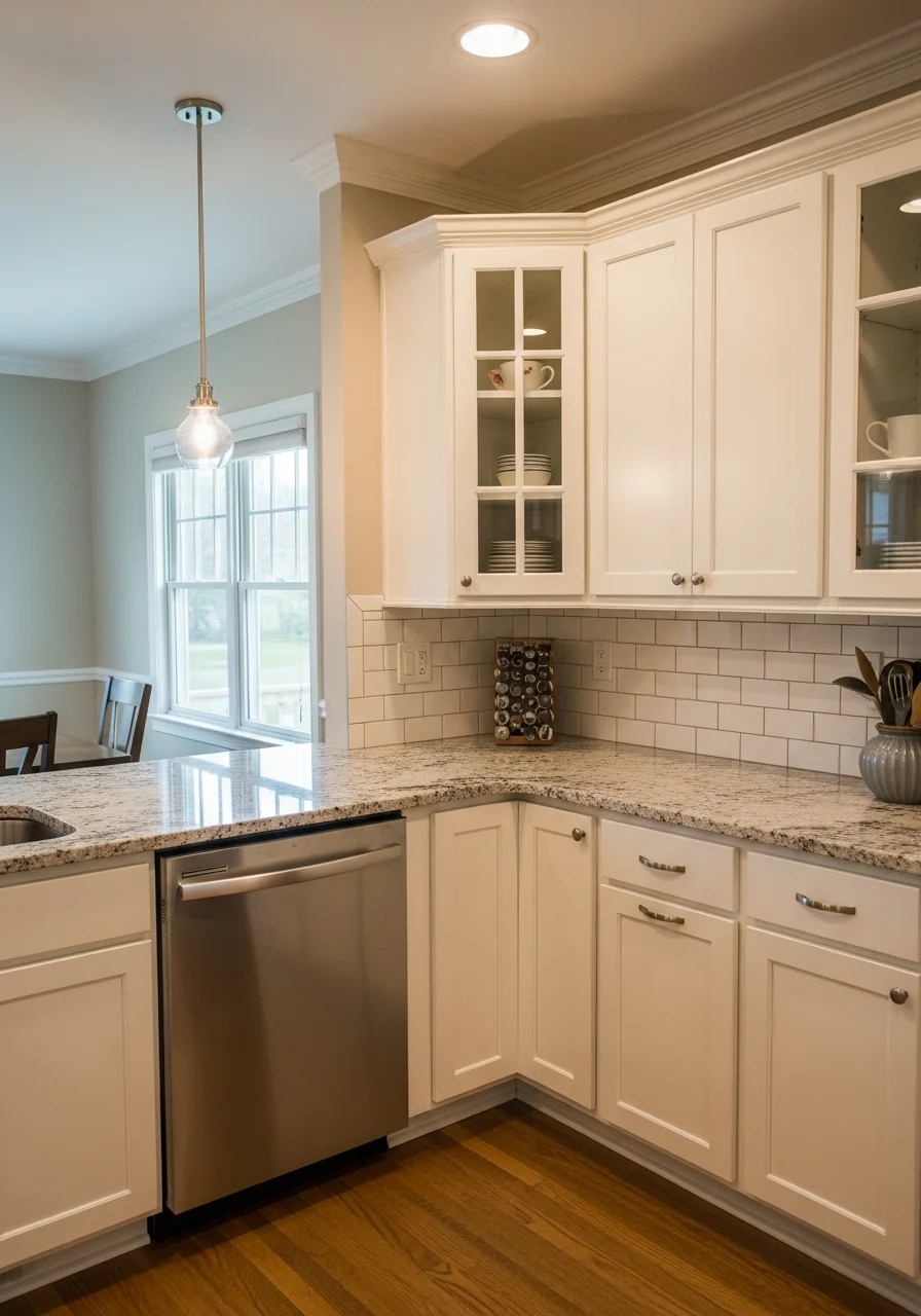 Modern kitchen remodel in a Commack home with updated cabinetry and countertops