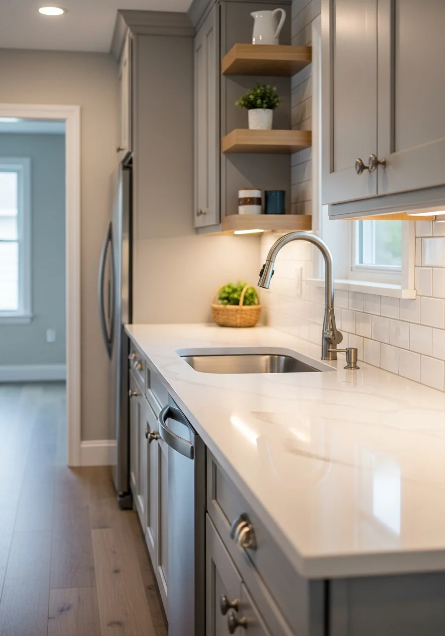 Modern kitchen remodel with updated cabinetry and countertops in Lindenhurst home