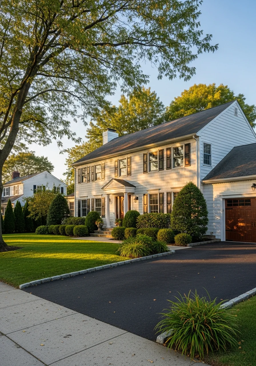Massapequa home exterior showing typical property features and landscaping of the neighborhood.